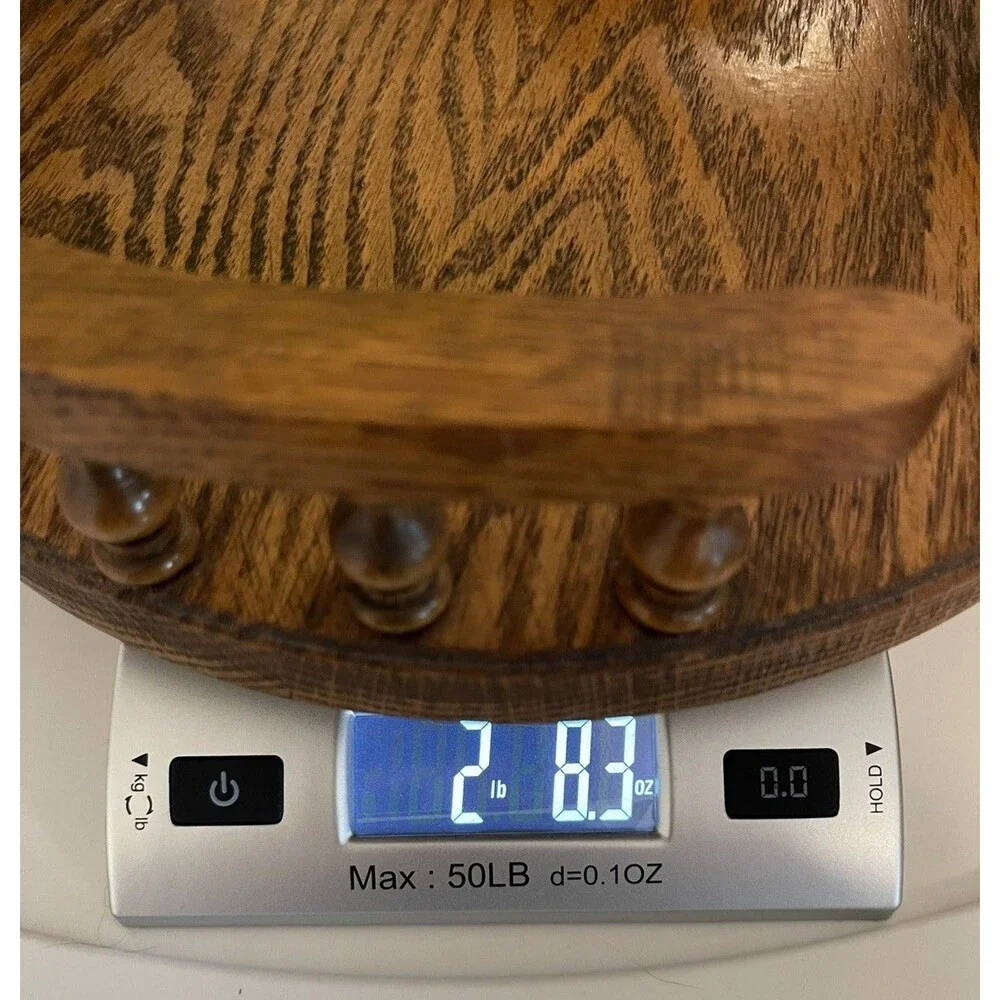 Vintage Lazy Susan Turntable Handcrafted Solid Oak 11